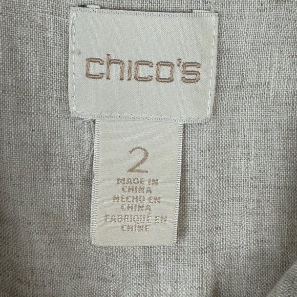 Chico's 100% Linen Beige Long Line Sleeveless Tunic Top Chico Size 2 (US L/12) - Picture 6 of 10